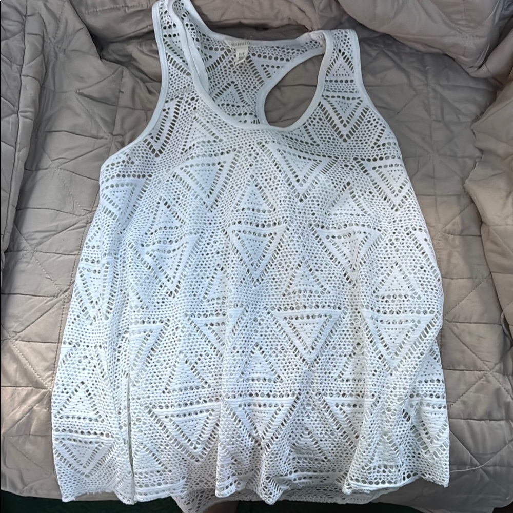 White Crochet Tank Top